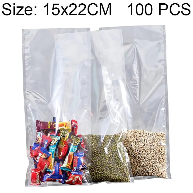 100 PCS Food Vacuum Packaging Transparent Plastic Bag Nylon Fresh-keeping Bag Size: 25cm x 35cm Size: 15cm x 22cm