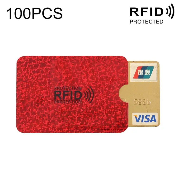100pcs Aluminum Foil RFID Blocking Credit Card ID Bank Card Case Card Holder Cover Size: 9 x 6.3cm - Red