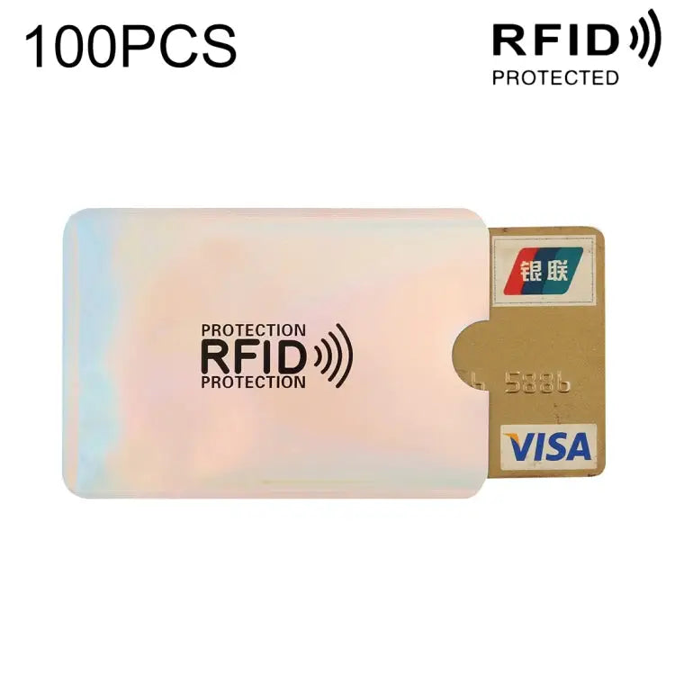 100pcs Aluminum Foil RFID Blocking Credit Card ID Bank Card Case Card Holder Cover Size: 9 x 6.3cm - Silver