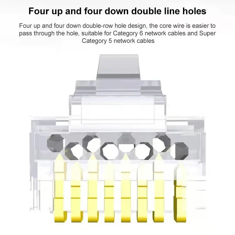 100pcs /Pack Cat5e RJ45 Connector Unshielded Pass Through Modular Plug Gold: 3u Cat5e Unshielded Pass Through - Cat5e