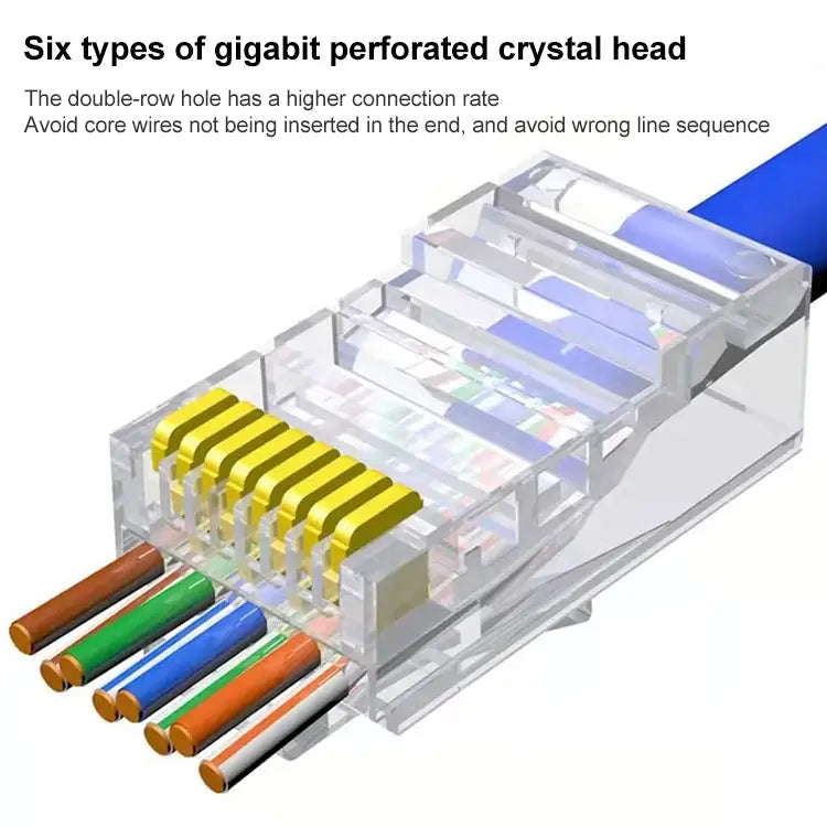 100pcs /Pack Cat5e RJ45 Connector Unshielded Pass Through Modular Plug Gold: 3u Cat5e Unshielded Pass Through - Cat5e
