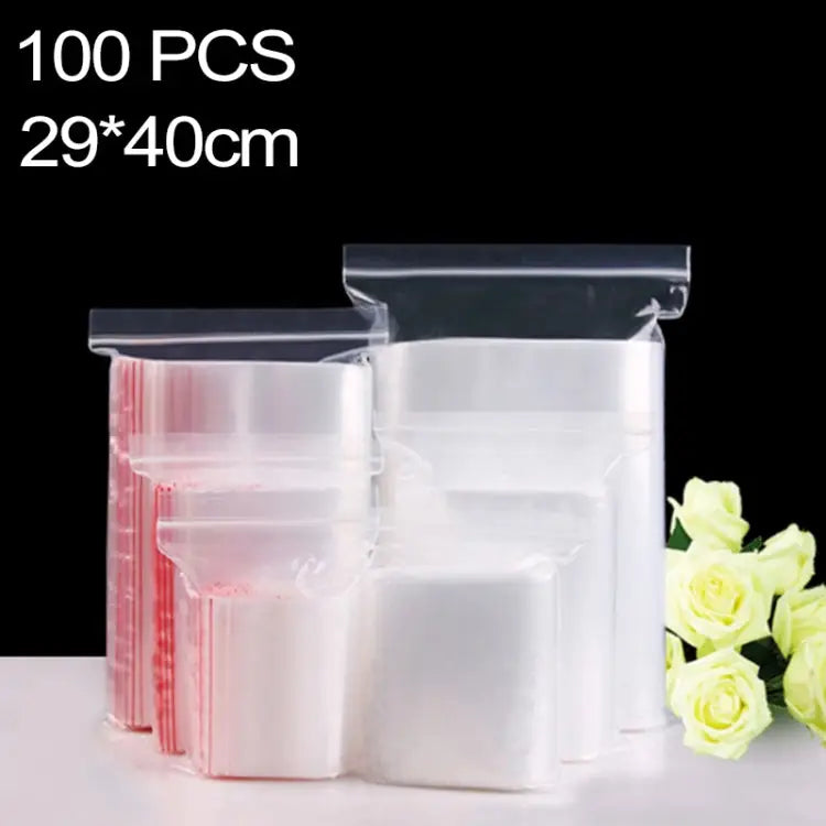 100pcs/Pack PE Self Sealing Clear Zip Lock Packaging Bag 29cm x 40cm Custom Printing and Size are welcome 29*40cm