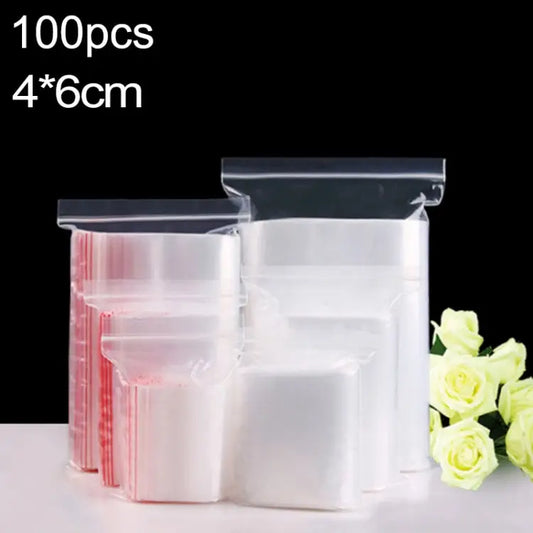 100pcs/pack PE Self Sealing Clear Zip Lock Packaging Bag 4cm x 6cm Custom Printing and Size are welcome 4*6cm - 4*6cm