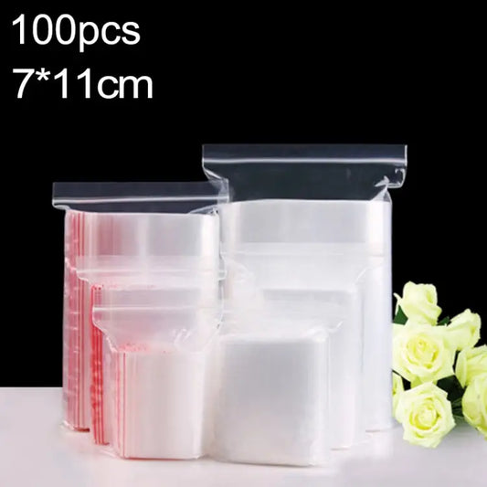 100pcs/pack PE Self Sealing Clear Zip Lock Packaging Bag 7cm x 11cm Custom Printing and Size are welcome 7*11cm - 7*11cm