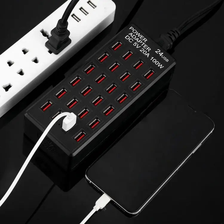 100W 24 USB Ports Fast Charger Station Smart Charger with LED Indicator AC 100-240V US Plug - 100W 24 USB Ports US Plug