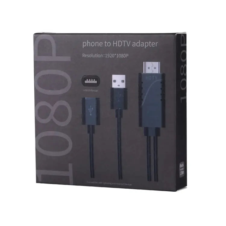 1080P USB 2.0 Male + USB 2.0 Female to HDMI HDTV AV Adapter Cable for iPhone / iPad Android Smartphones