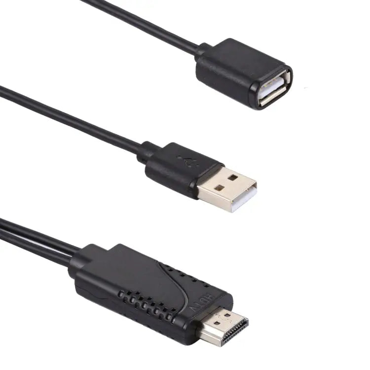 1080P USB 2.0 Male + USB 2.0 Female to HDMI HDTV AV Adapter Cable for iPhone / iPad Android Smartphones