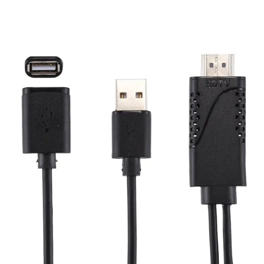 1080P USB 2.0 Male + USB 2.0 Female to HDMI HDTV AV Adapter Cable for iPhone / iPad Android Smartphones