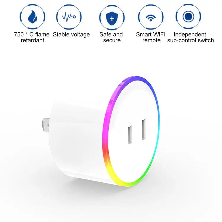 10A RGB Scene Light WiFi Remote Control Smart Socket Works with Alexa & Google Home & IFTTT AC 100-240V JP Plug XS-A18