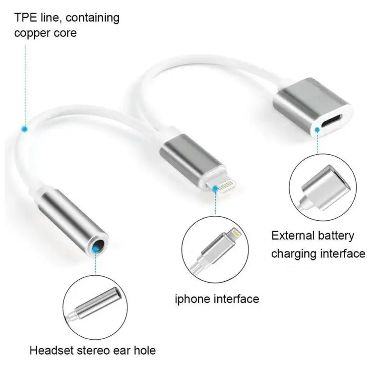 10cm 8 Pin Female & 3.5mm Audio Female to 8 Pin Male Charger Adapter Cable Support All iOS System