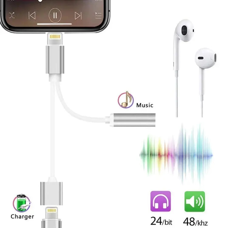 10cm 8 Pin Female & 3.5mm Audio Female to 8 Pin Male Charger Adapter Cable Support All iOS System