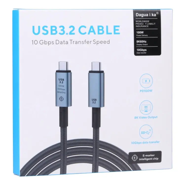 10Gbps 8K USB-C/Type-C to USB-C/Type-C Video Cable Compatible with USB 3.2 Length: 1m 10Gbps Type-C to Type-C - 10Gbps