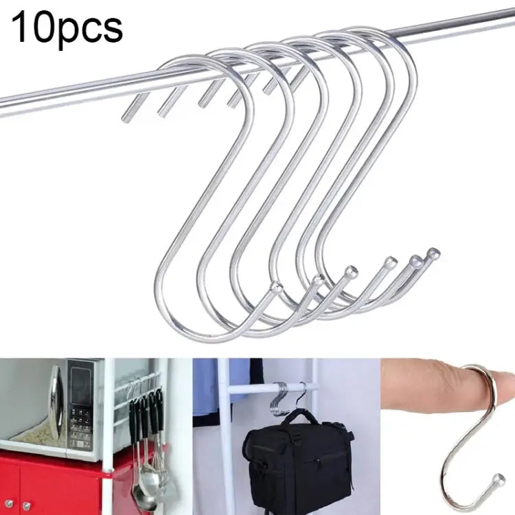 10pcs 3mm Multi-functional S-shaped Stainless Steel Metal Hook Length: 7cm 7cm - 7cm