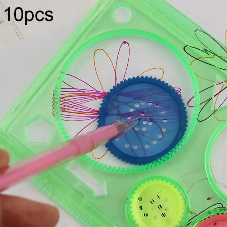 10pcs Creative Million Flower Ruler Geometric Learning Rules Drawing Tools Fixed Student Painting Set Creative,Random