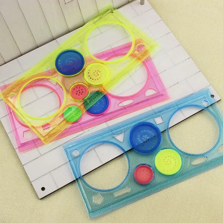 10pcs Creative Million Flower Ruler Geometric Learning Rules Drawing Tools Fixed Student Painting Set Creative,Random