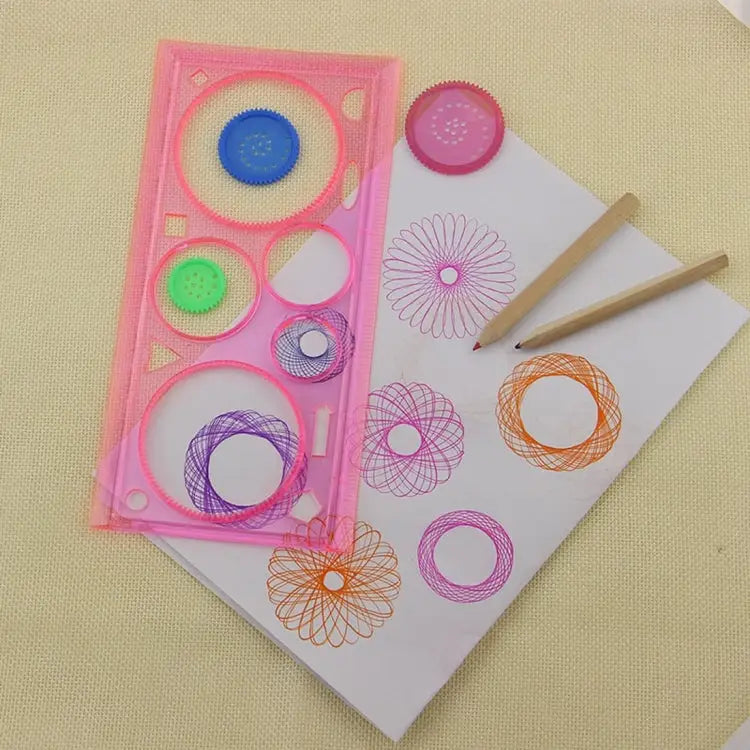 10pcs Creative Million Flower Ruler Geometric Learning Rules Drawing Tools Fixed Student Painting Set Creative,Random