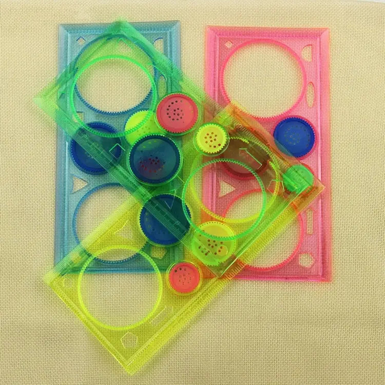 10pcs Creative Million Flower Ruler Geometric Learning Rules Drawing Tools Fixed Student Painting Set Creative,Random