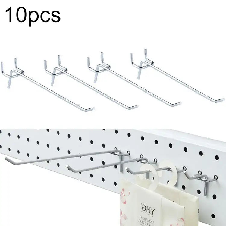 10pcs Supermarket Clothing Shop Pegboard Slat Wall Hook Shelf Hole Plate Hole Pitch: 2.5cm Length: 15cm Wire Diameter: