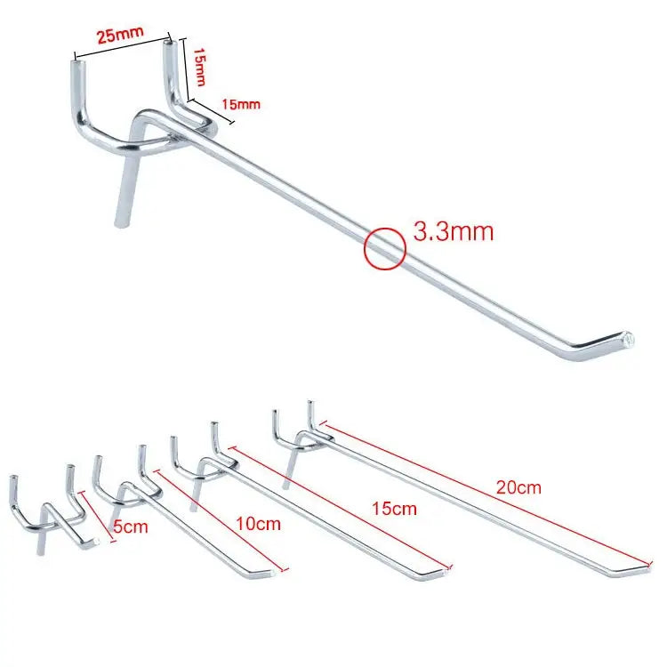 10pcs Supermarket Clothing Shop Pegboard Slat Wall Hook Shelf Hole Plate Hole Pitch: 2.5cm Length: 15cm Wire Diameter: