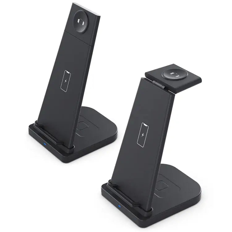 10W 3 in 1 QC 3.0 Vertical Multi-function Wireless Charger with Stand Function Suitable for Mobile Phones / Apple Watch