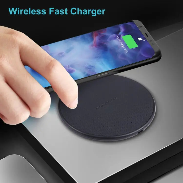 10W QI Plaid Pattern Round Plastic Wireless Charger Plastic