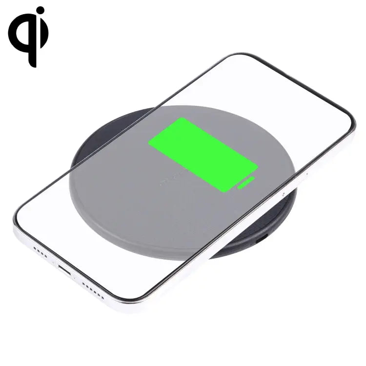 10W QI Plaid Pattern Round Plastic Wireless Charger Plastic - Plastic / Black