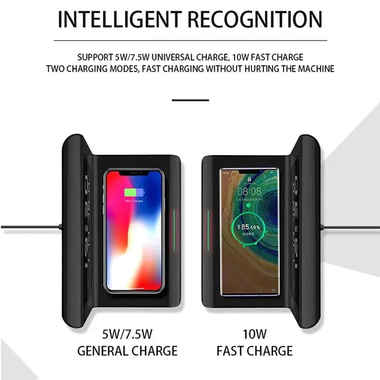 10W QI Universal Multi-function Mobile Phone Wireless Charger with Alarm Clock & Time / Calendar / Temperature Display