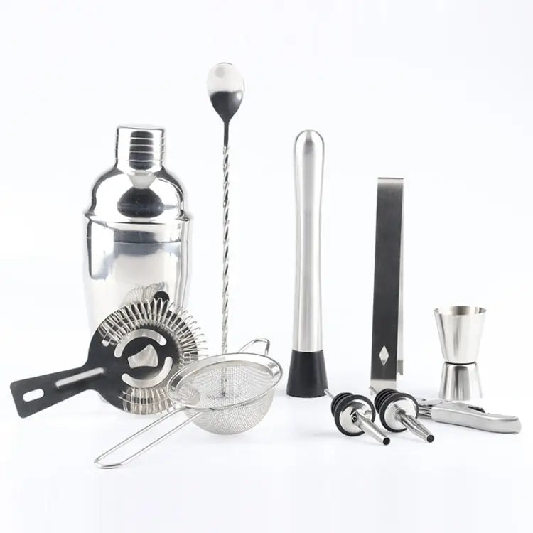 11 in 1 Stainless Steel Cocktail Shaker Tools Set with Wooden Mount Capacity: 750ml 750ml - 750ml