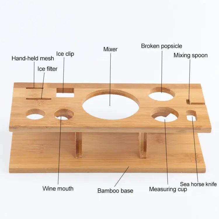 11 in 1 Stainless Steel Cocktail Shaker Tools Set with Wooden Mount Capacity: 350ml 350ml - 350ml