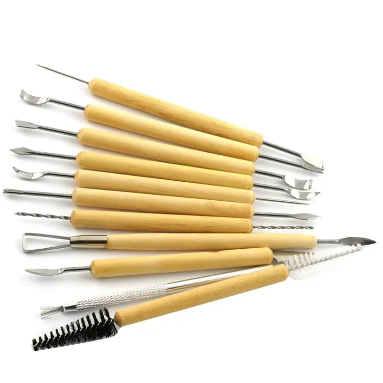 11 in 1 Wooden DIY Clay Cutter Pottery Clay Sculpture Utility Knife Set Sculpture Utility Knife Set - Sculpture Utility
