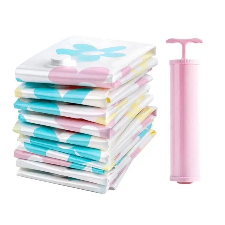 11 PCS Space Saving Sunflowers Pattern Vacuum Storage Bag Thinken Quilts Clothing Vacuum Seal Storage Bag with a Hand