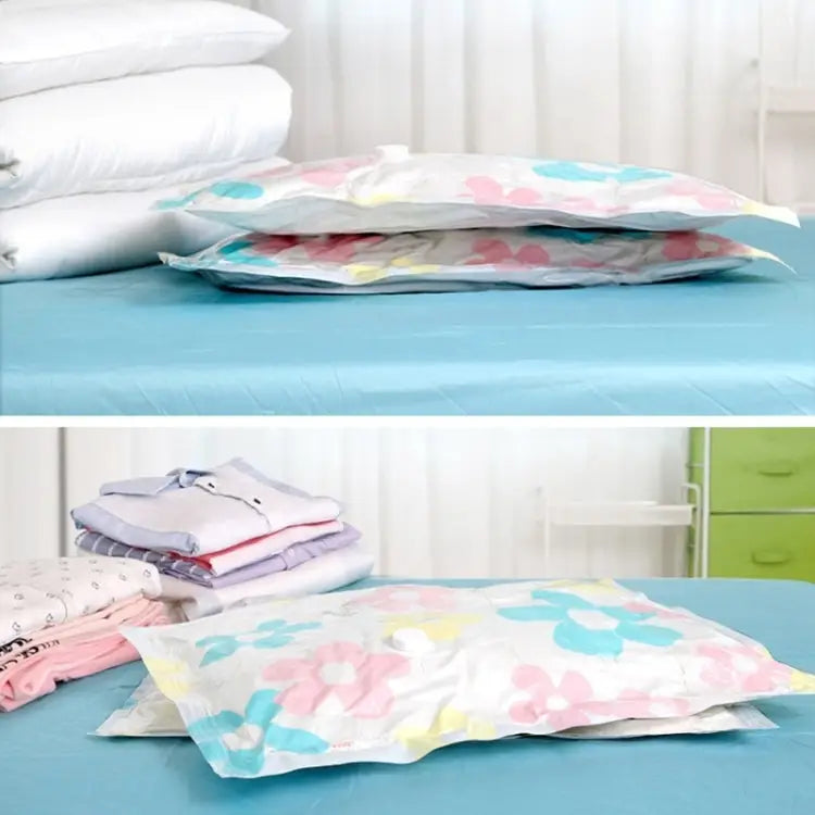 11 PCS Space Saving Sunflowers Pattern Vacuum Storage Bag Thinken Quilts Clothing Vacuum Seal Storage Bag with a Hand