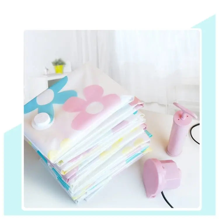 11 PCS Space Saving Sunflowers Pattern Vacuum Storage Bag Thinken Quilts Clothing Vacuum Seal Storage Bag with a Hand
