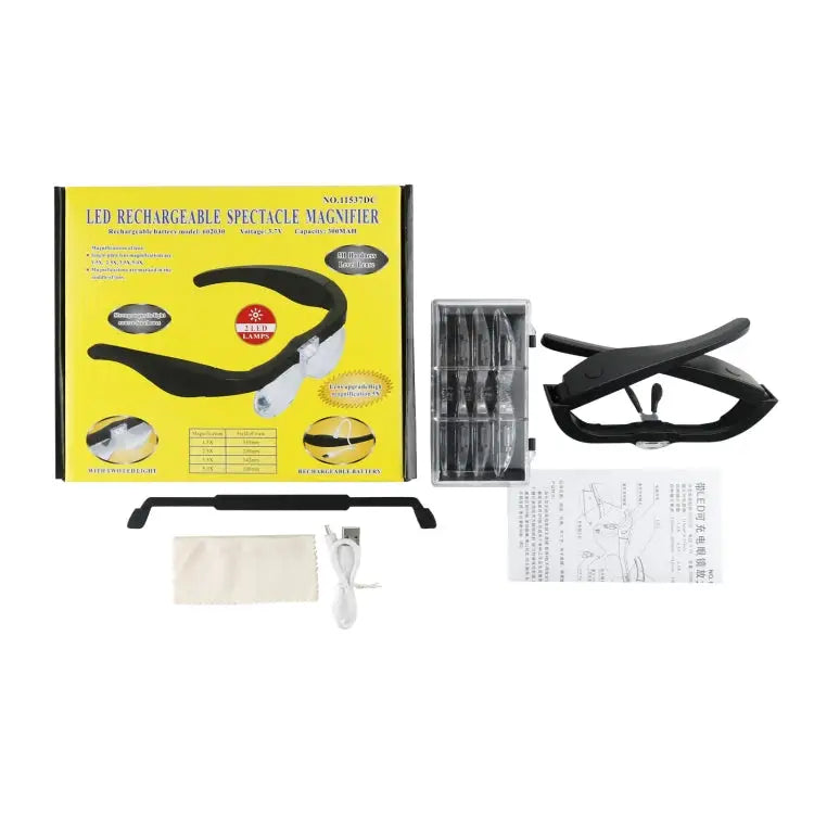 11537DC 1.5X / 2.5X / 3.5X / 5X Rechargeable LED Light Glasses Magnifier 11537DC - 11537DC