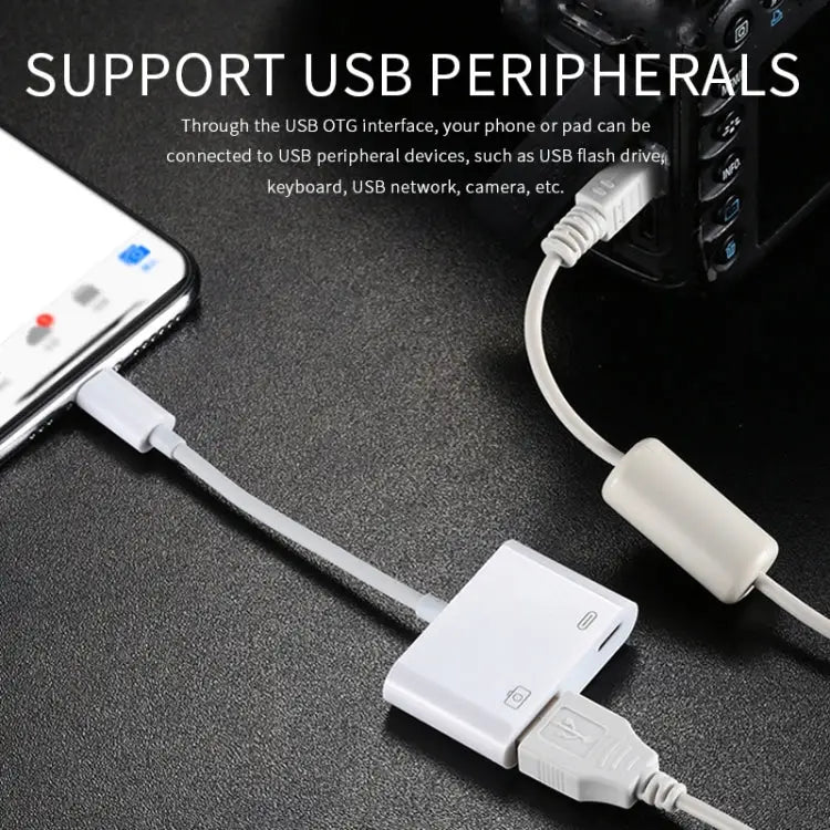 11cm 8 Pin Male to USB & 8 Pin Data Charging Cable Camera Reader Adapter Support System above iOS 9.2