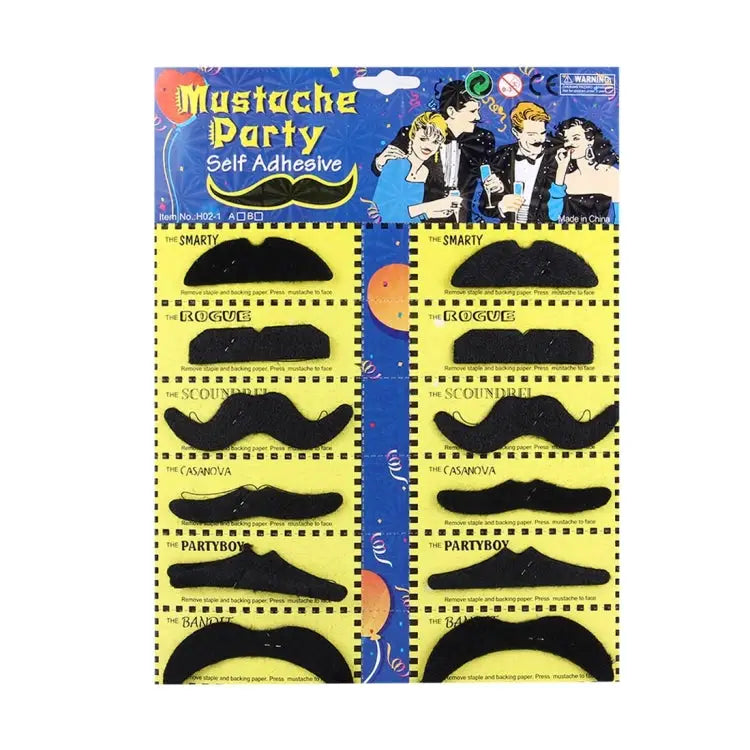 12 in 1 Funny Halloween Props Self-adhesive Fake Mustaches Kit Mustaches Kit - Mustaches Kit