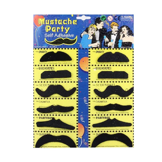 12 in 1 Funny Halloween Props Self-adhesive Fake Mustaches Kit Mustaches Kit - Mustaches Kit