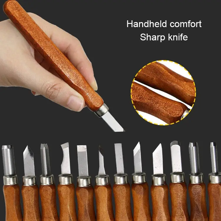 12 in 1 Wood Carving Chisels Knife Basic Woodcut Working Handmade Rubber Stamps Hand Tools Chisels Knife - Chisels Knife
