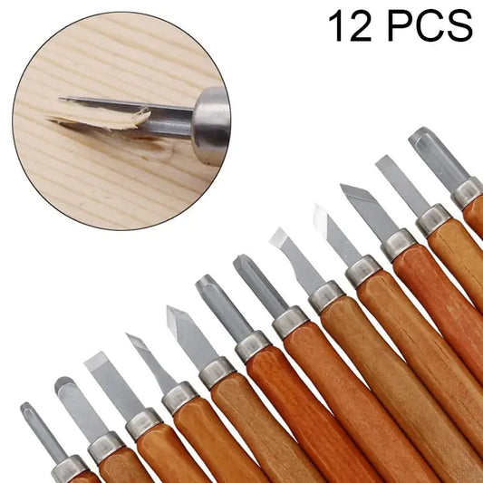 12 in 1 Wood Carving Chisels Knife Basic Woodcut Working Handmade Rubber Stamps Hand Tools Chisels Knife - Chisels Knife