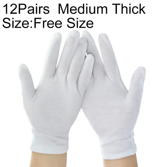 12 Pairs Pure Cotton Working Gloves Medium Thick Size：Free Size Medium Thick Size：Free Size - Medium Thick, Size：Free
