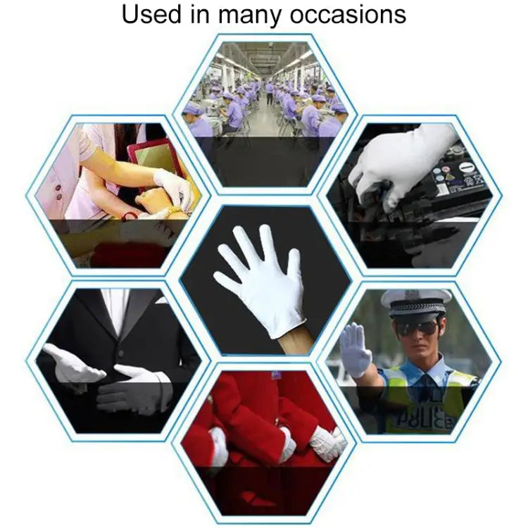 12 Pairs Pure Cotton Working Gloves Thickened， Size：Free Size Thickened， Size：Free Size - Thickened， Size：Free Size