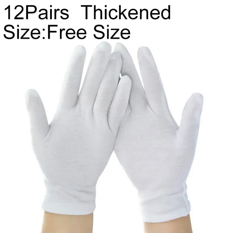 12 Pairs Pure Cotton Working Gloves Thickened， Size：Free Size Thickened， Size：Free Size - Thickened， Size：Free Size