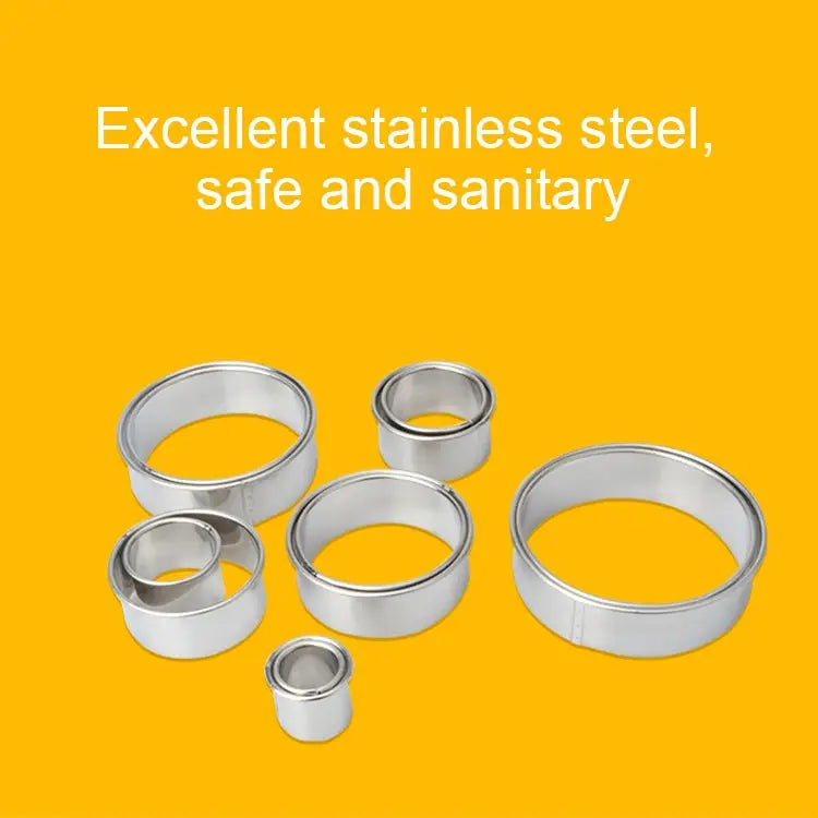 12 PCS / Set Stainless Steel Round Shape Cutting Mould Mousse Cake Doughnut Baking Tools Round Shape(12 PCS / Set)