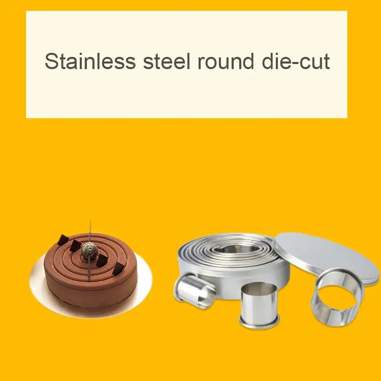 12 PCS / Set Stainless Steel Round Shape Cutting Mould Mousse Cake Doughnut Baking Tools Round Shape(12 PCS / Set)