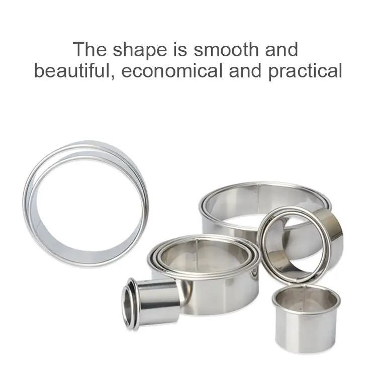12 PCS / Set Stainless Steel Round Shape Cutting Mould Mousse Cake Doughnut Baking Tools Round Shape(12 PCS / Set)