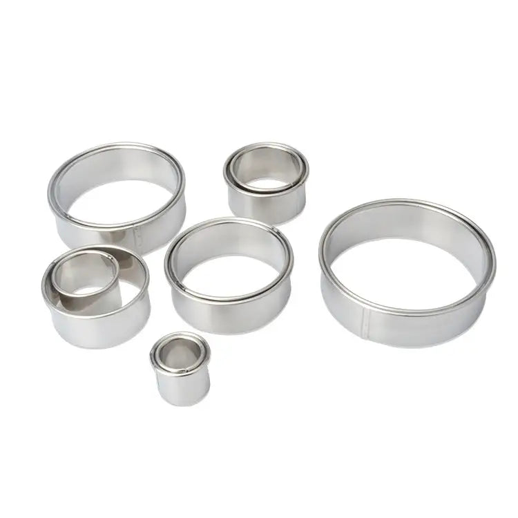 12 PCS / Set Stainless Steel Round Shape Cutting Mould Mousse Cake Doughnut Baking Tools Round Shape(12 PCS / Set)
