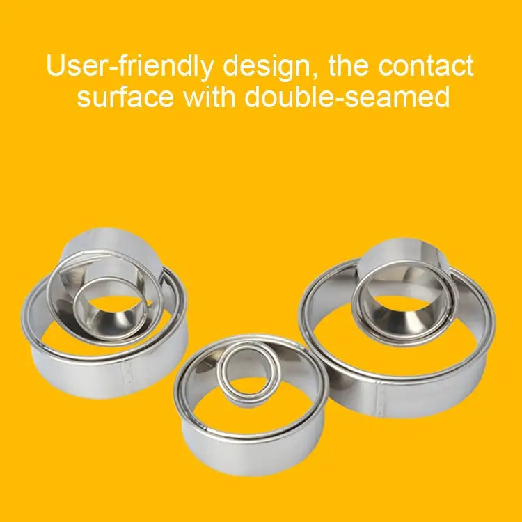 12 PCS / Set Stainless Steel Round Shape Cutting Mould Mousse Cake Doughnut Baking Tools Round Shape(12 PCS / Set)