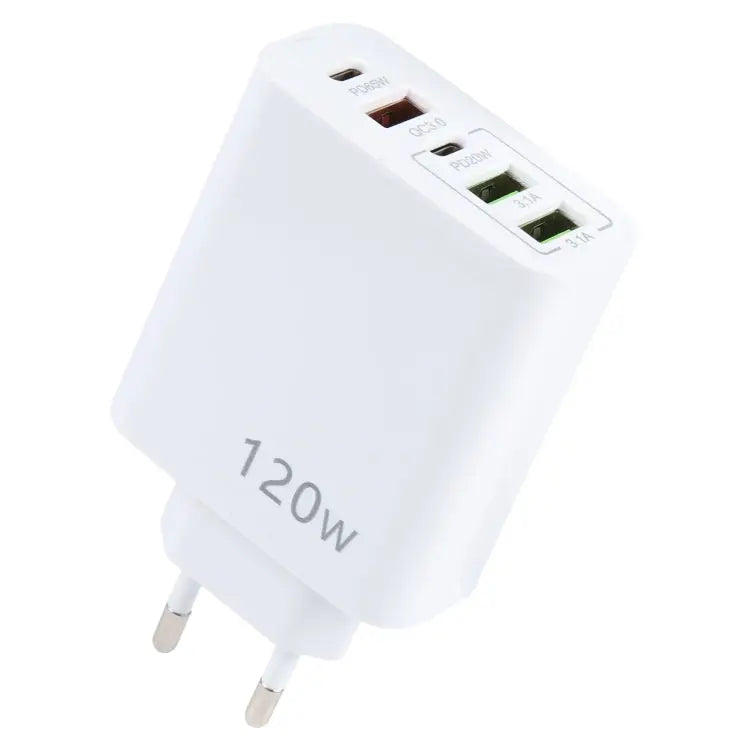 120W Dual PD Type-C + 3 x USB Multi Port Charger EU Plug EU Plug - EU Plug - Apple Accessories