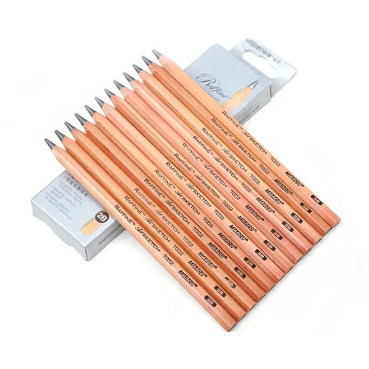 12pcs Drawing Writing Sketch Wooden Pencil Pre-sharpened 2B Art Graphite Pencils - 2B