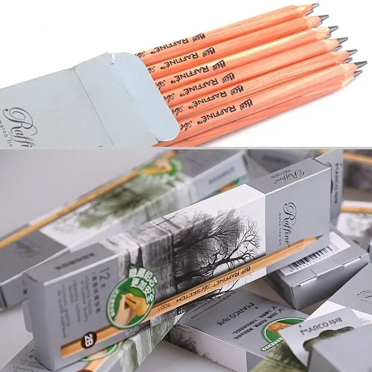 12pcs Drawing Writing Sketch Wooden Pencil Pre-sharpened 2B Art Graphite Pencils - 2B